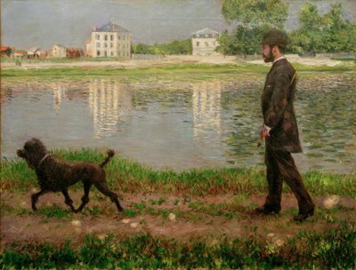 Richard Gallo and His Dog Dick at Petit Gennevilliers by Gustave Caillebotte